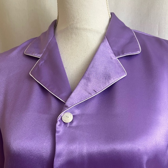 Custom made silk pajama set S Lavender - Picture 3 of 7